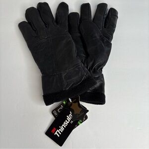 3M Thinsulate Black Leather Gloves